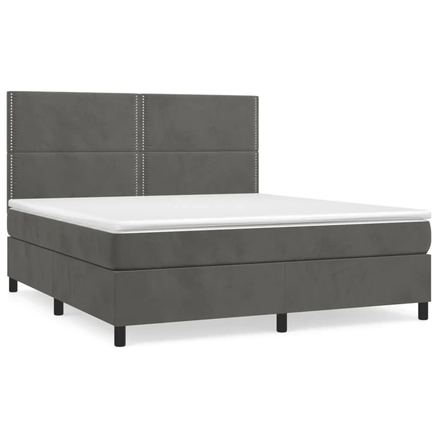 vidaXL Boxspringbett mit Matratze in Dunkelgrau aus Samt, Hybridbett mit Taschenfederkern, B/T: 180 x 200 cm - Bild 2