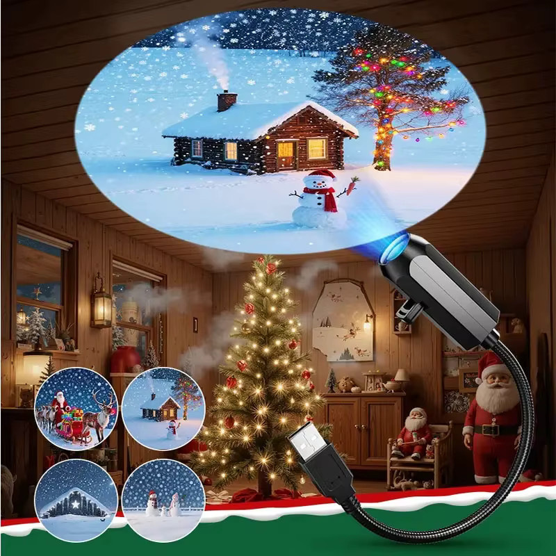 TLEDMP USB-Weihnachtsprojektor Rotierendes Nachtlicht für Schlafzimmer und Dekoration - Bild 3