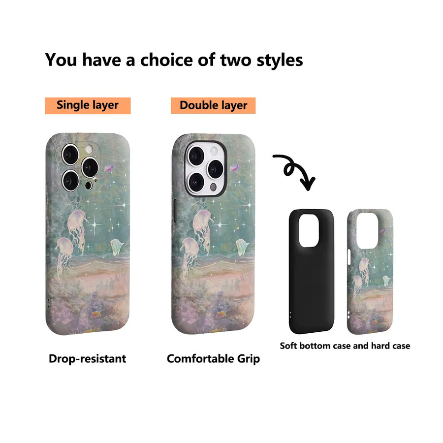 Handyhülle mit Unterwasser-Motiv für Apple iPhone 11 bis iPhone 17 Pro Max Plus, doppelschichtige Rückseite, Multicolor - Bild 2