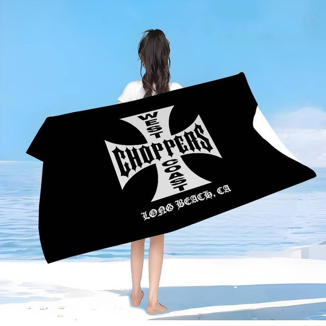 West Coast Chopper Motorrad Logo Strandtuch für Kinder von JMG Household Supplies, Schwarz, B/H: 80 x 160 cm - Bild 1