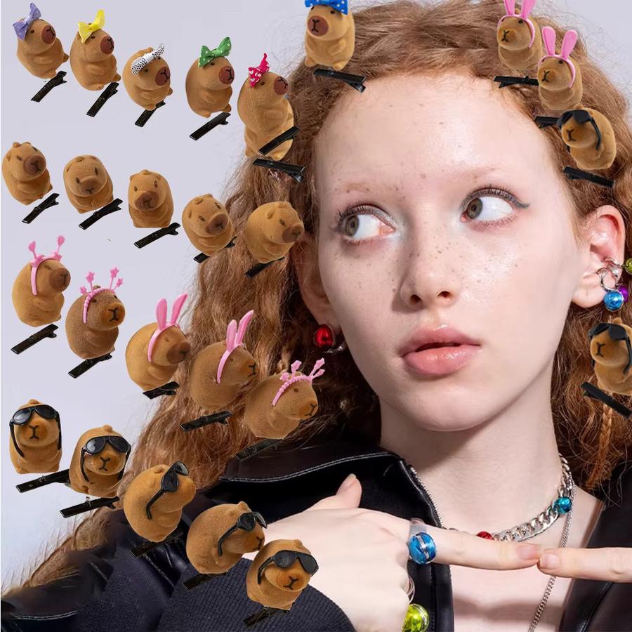 FORWOT Haar Clips, Capybara, Plüsch, 10er-Set - Bild 2