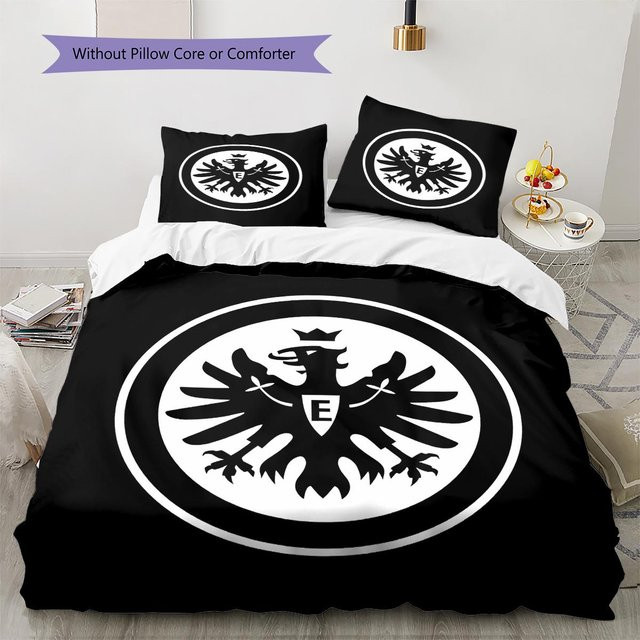Bettwäsche Set Frankfurt Fußballmuster mit Bettbezug und 2 Kissenbezügen, Farbe Schwarz, B/H: 220 x 240 cm - Bild 1