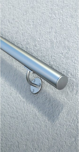 Dolle Handlauf-Komplettset aus Aluminium in Silber, Länge: 150 cm, Durchmesser: 4 cm - Bild 1