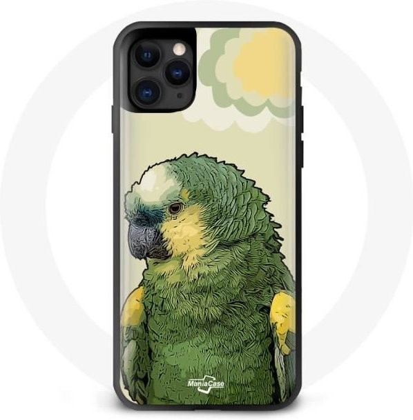 MANIACASE iPhone 13 Pro Hülle mit Papageien-Motiv in Schwarz und Multicolour, flexibel - Bild 1
