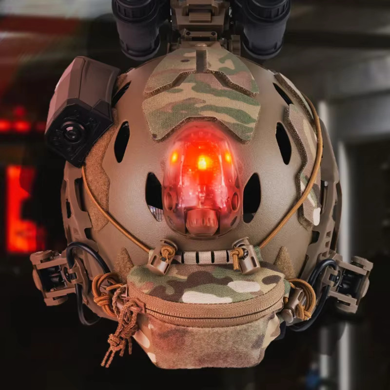 YTYIN Taktische LED Signal Lampe für Helm, Wasserdichtes RGB Kopflicht für Outdoor, Survival und Airsoft, Schwarz, Multicolor (Rot, Grün, Blau, Weiß) - Bild 3