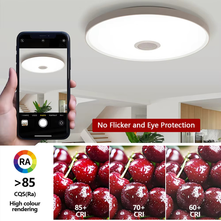 Morden Tuya Smart RGB Deckenleuchte mit Lautsprecher, 45W dimmbare LED-Rundlampe in Weiß mit App- und Fernbedienungssteuerung für Wohnzimmer und Schlafzimmer - Bild 5
