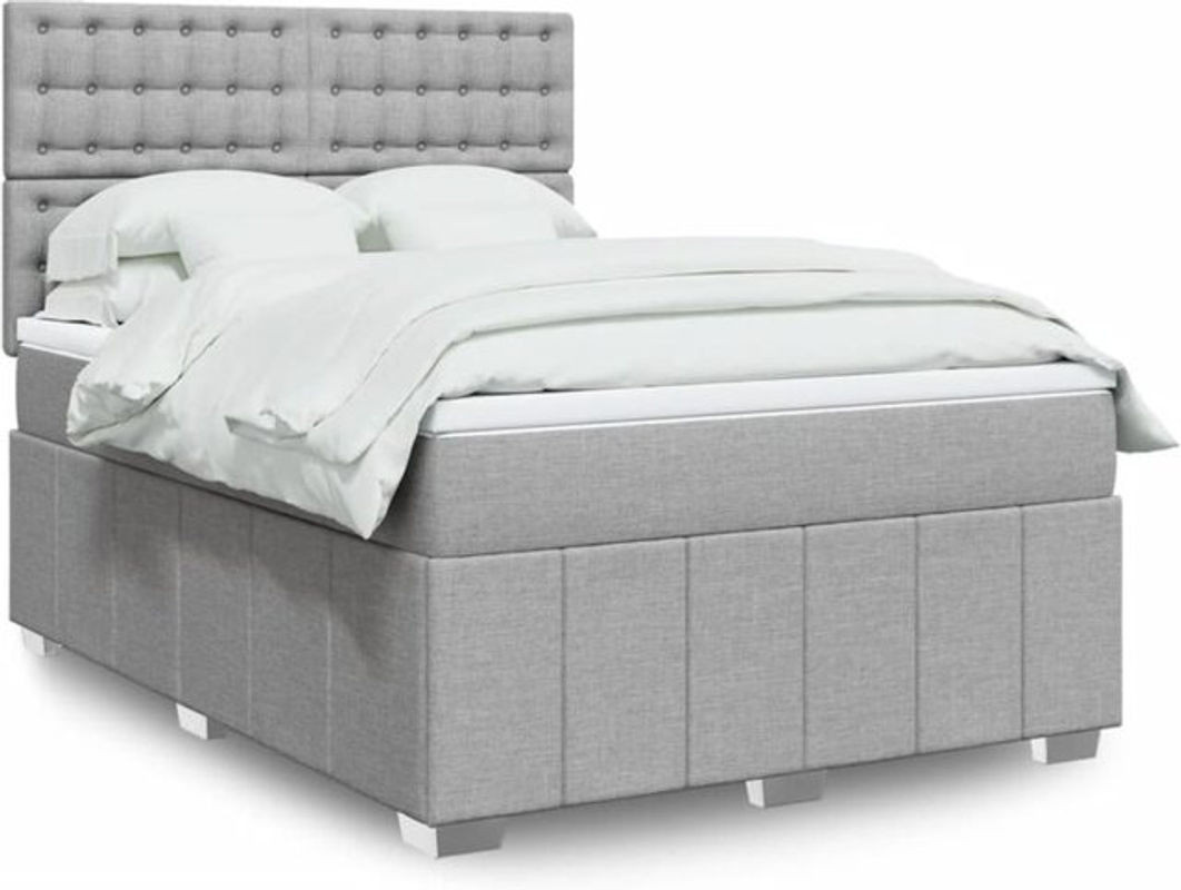 Vidaxl Boxspringbett mit Matratze in Grau aus Stoff und Holzwerkstoff B/T/H: 140 x 190 cm - Bild 1