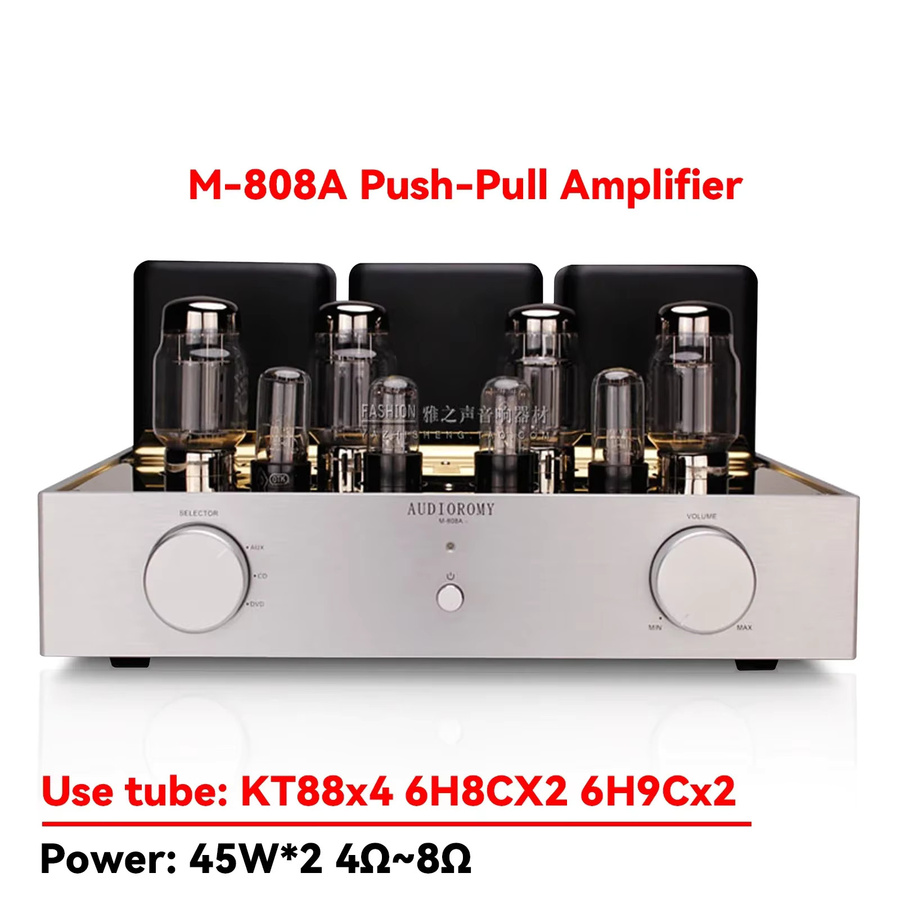 AMXEKR KT88 Röhrenverstärker in Silber, handgefertigter 2.0 HIFI-Audio-Verstärker mit 45W - Bild 4