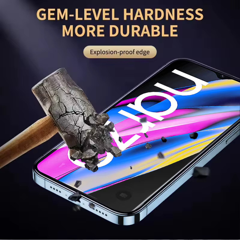 3er-Set gehärtetes Glas als Displayschutz für Realme Narzo 50A und Prime 50E, transparent, Fingerabdruck-Entsperrung kompatibel - Bild 4