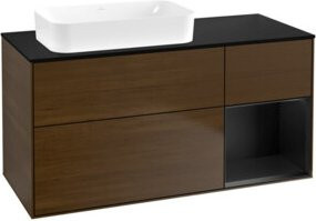 V&B Waschtischunterschrank Finion in Walnuss Furnier, Braun, B: 120 cm, T: 60 cm, H: 60 cm - Bild 1
