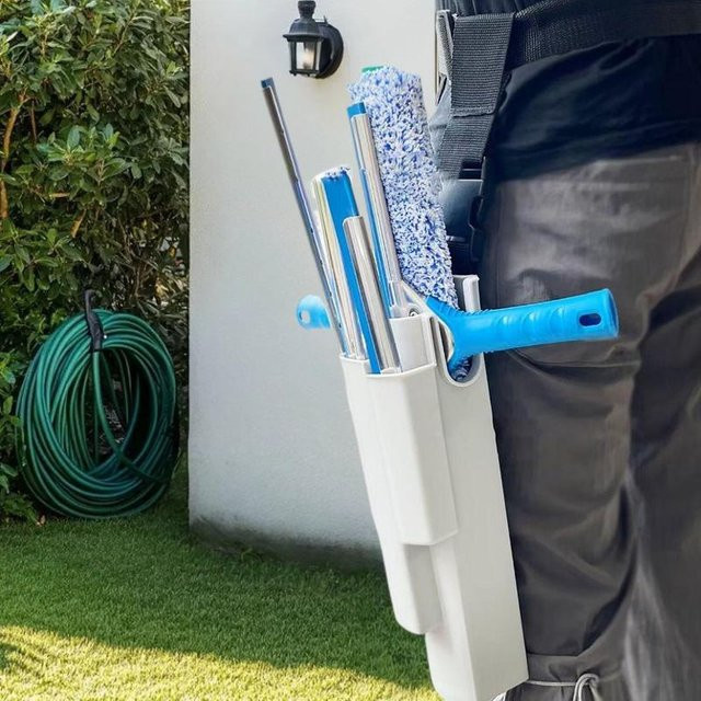 Professioneller Belt-Mounted Window Cleaning Holster Solarpanel-Rakelhalter mit werkzeuglosem Clip-System in Weiß, B/T/H: 32,0 x 10,0 x 6,0 cm - Bild 1