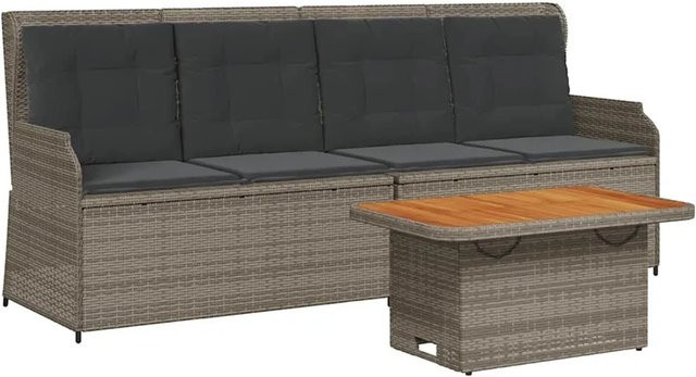 vidaXL 3-tlg Garten-Lounge-Set aus Poly Rattan in Grau mit Kissen und modernem Design - Bild 1