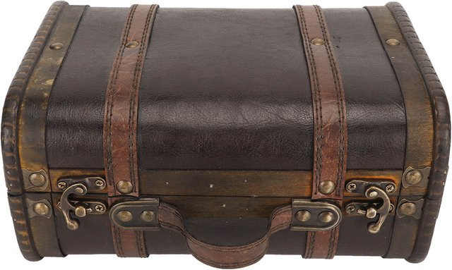 TOMTOP JMS Retro Holzkoffer Aufbewahrungsbox aus Holz und Kunstleder in Schwarz und Grau zur Dekoration von Schmuck und Halsketten - Bild 1