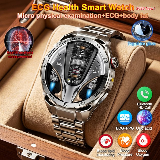 GUHUAVMI Smartwatch, Blau, Edelstahl, Saphirglas, Herren - Bild 1