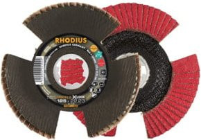 Rhodius TOPline VISION SPEED X-LOCK Fächerschleifscheibe Körnung 80 für Edelstahl, Stahl und NE-Metalle, Durchmesser: 115 mm, Bohrung: 22,23 mm, 10 Stück - Bild 1