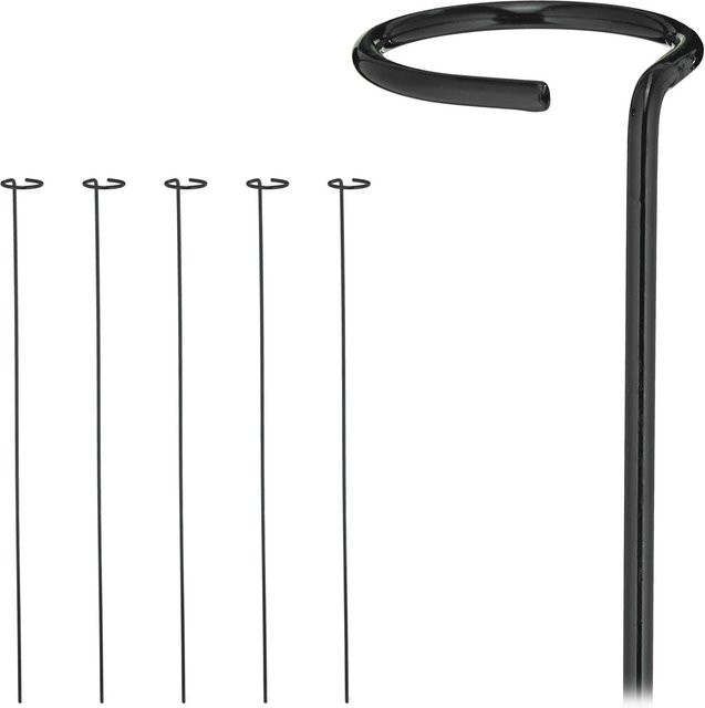 6er Set Relaxdays Pflanzstäbe aus Stahl mit Ring in Schwarz, Höhe: 80 cm, Durchmesser: 6 cm - Bild 1