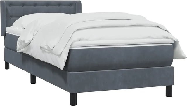 vidaXL Boxspringbett mit Matratze Dunkelgrau aus Samt, Hybridbett mit Taschenfederkern, B/T/H: 80 x 210 cm - Bild 1