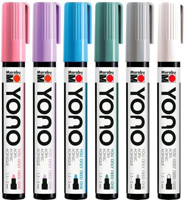 Marabu YONO Marker-Set PASTEL mit permanenten Tintenmarkern in Multicolor für Erwachsene - Bild 1