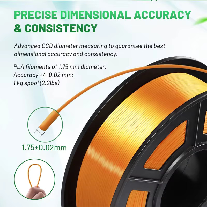 DINGSUN 3D-Druck PLA Filament Seide Gold und Silber, 1,75 mm, 500 g - Bild 3