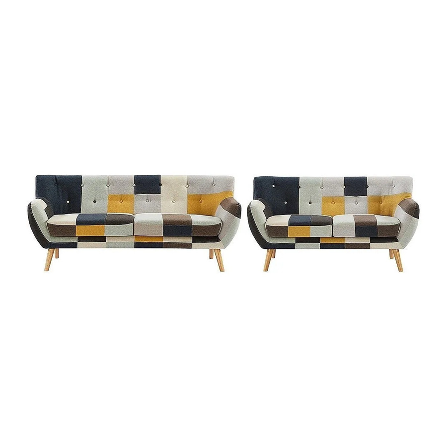 Vente-unique Couchgarnitur Serti in Mehrfarbig mit Patchworkstoff, 3+2-Sitzer-Sofa, Breite: 188 cm, Tiefe: 158 cm - Bild 2