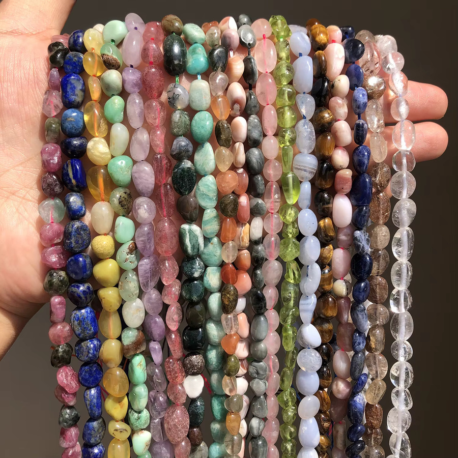 LNMBII Spacer Perlen, Natürliche Edelstein, Achate Jade Opal, 15" - Bild 4