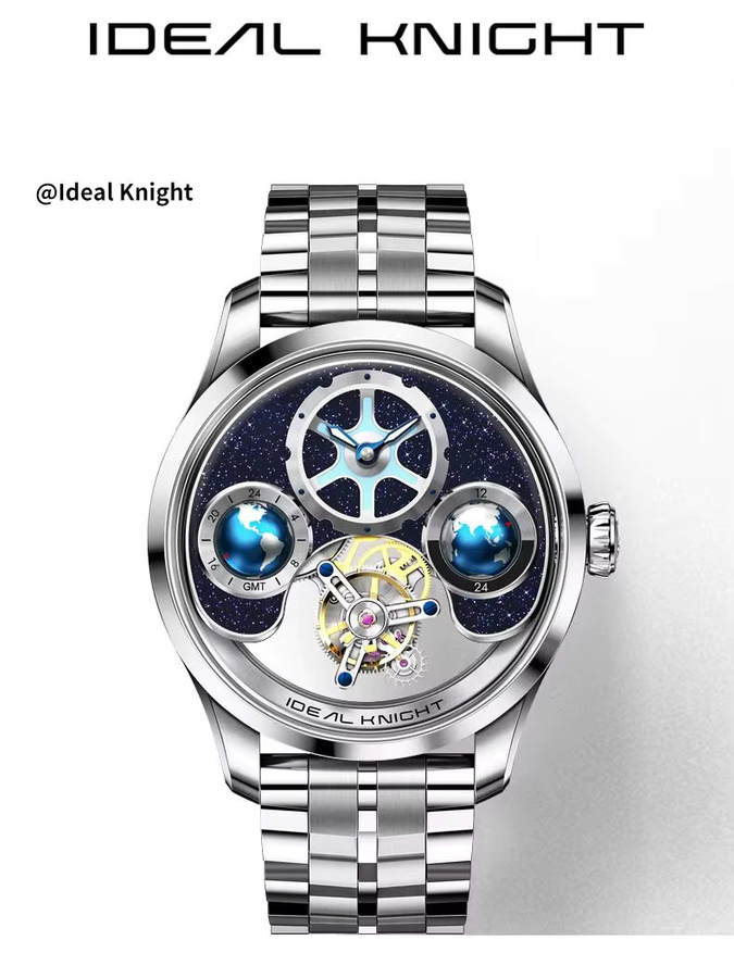 IDEAL KNIGHT Tourbillon-Uhr, Automatik, Edelstahl, Blau, Herren - Bild 7