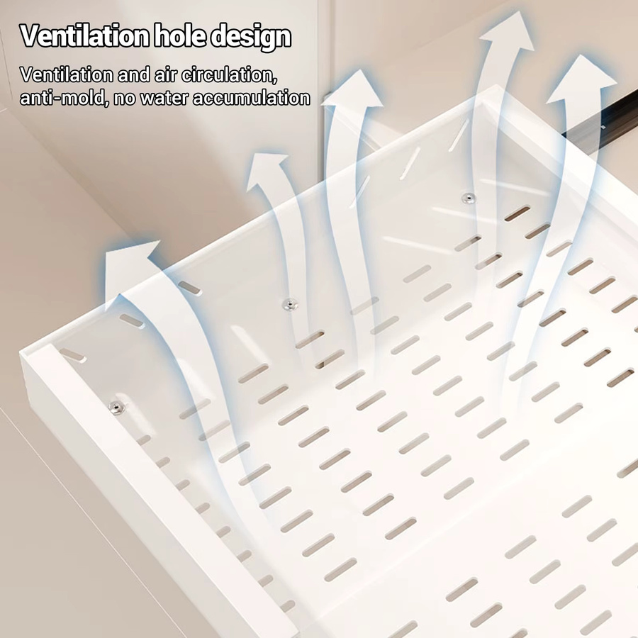 HiMISS Ausziehbares Küchenschrank-Aufbewahrungsregal aus Kohlenstoffstahl in Schwarz oder Weiß - Bild 2