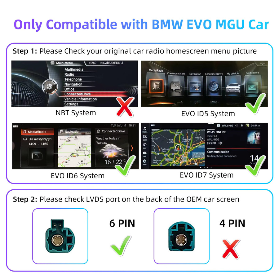 LEXXSON Wireless CarPlay und Android Auto Retrofit Kit Decoder Box für BMW EVO MGU ID5 ID6 ID7 Systeme mit Wi-Fi - Bild 4