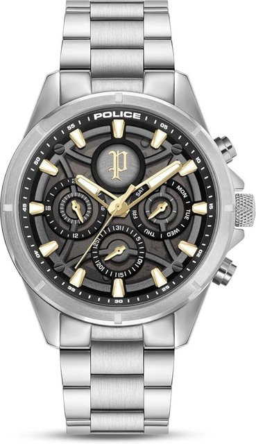 Police Herrenuhr Defender Chronograph Set, Edelstahl, Quarz, 45 mm, Schwarz - Bild 1
