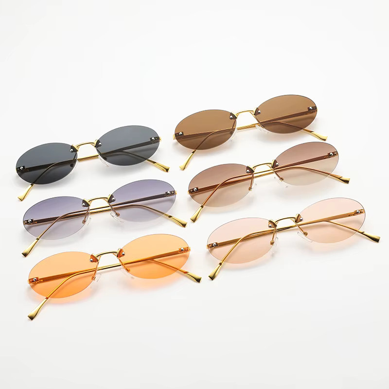 Owl City Sonnenbrille, randlos, oval, Metall, Damen, Farbverlauf - Bild 1