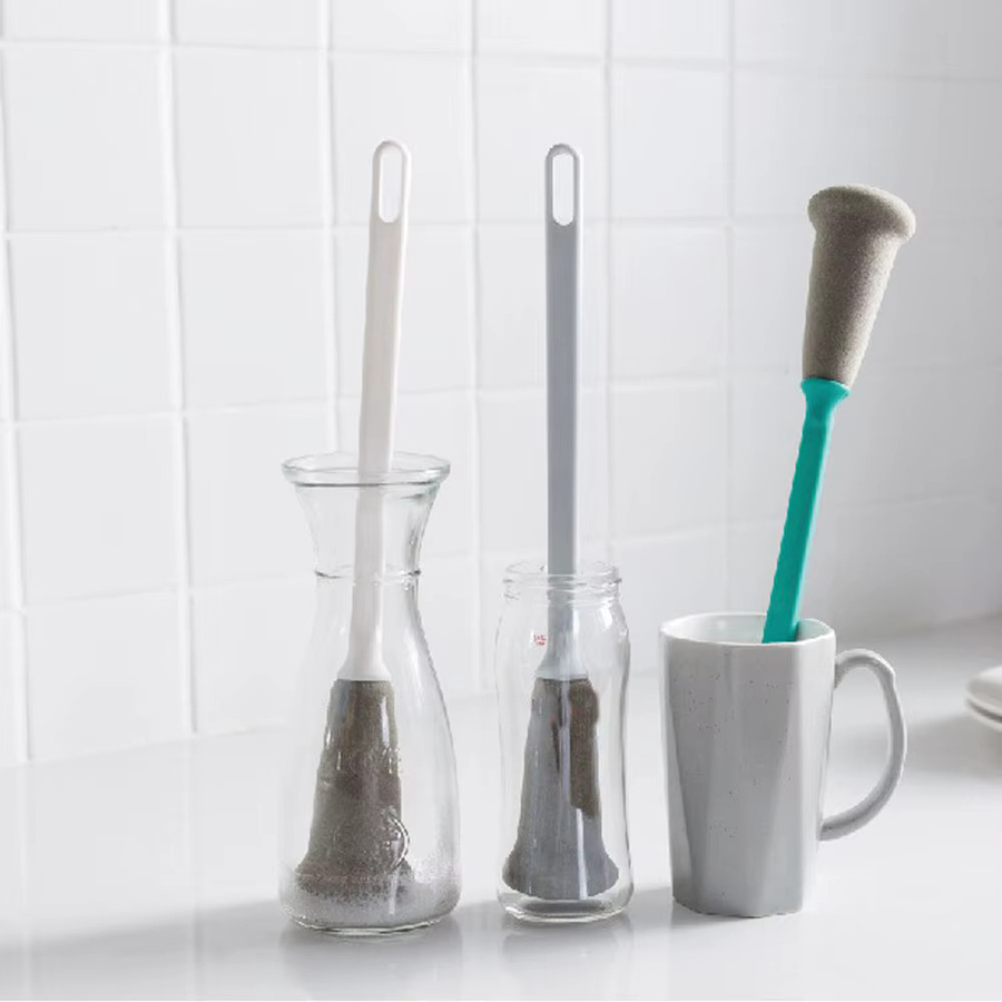 Reinigungsbürste mit langem Griff für Thermo-Becher, Glasflaschen und Weingläser, Grau, Länge: 30,5 cm - Bild 2