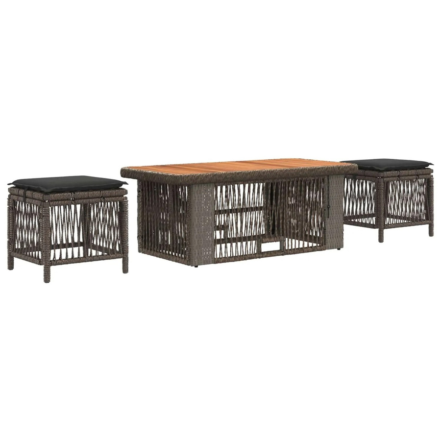 vidaXL Garten Essgruppe 4-teilig aus Poly-Rattan in Grau und Dunkelgrau - Bild 2