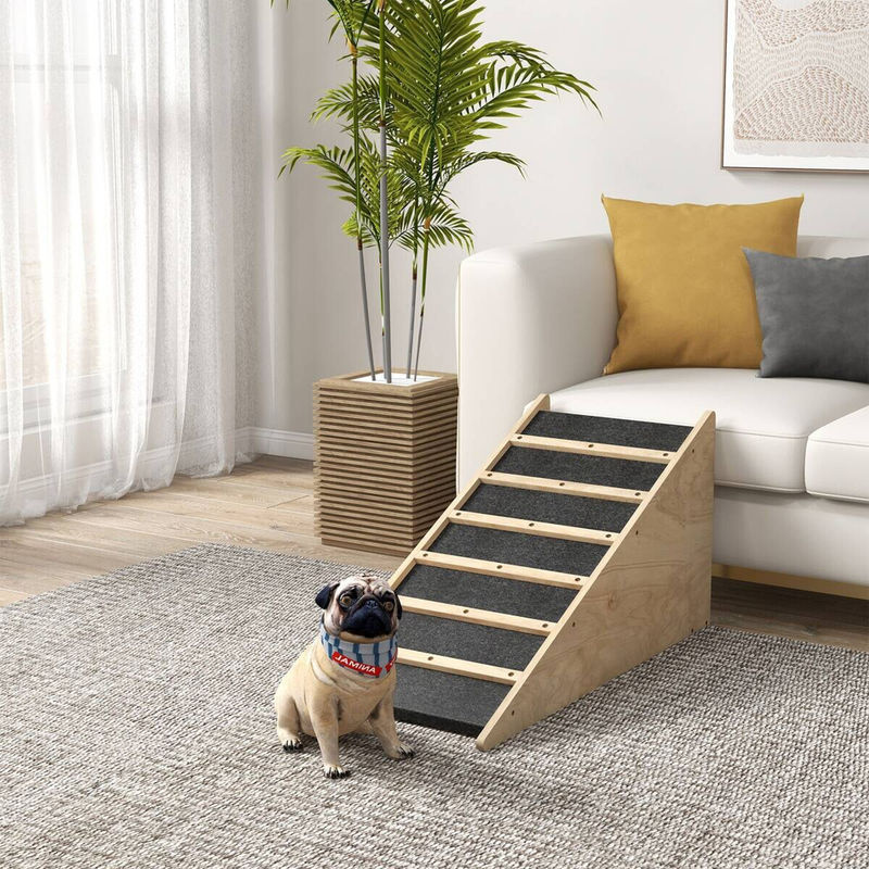 PawHut Haustierrampe aus Holz für mittelgroße Hunde, Farbe: natur, B/H/L: 40 x 90 x 45 cm - Bild 4