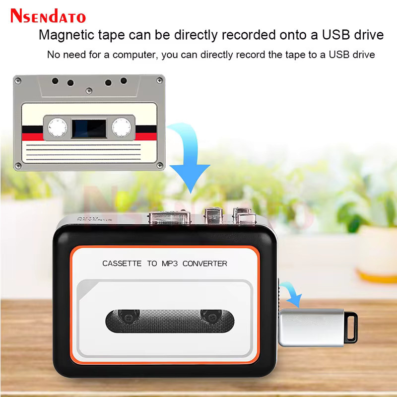 Nsendato USB-Kassettenspieler mit Kassette-zu-MP3-Konverter und Doppellautsprechern in Schwarz - Bild 3