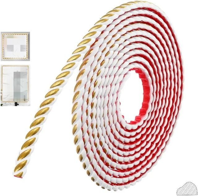 Selbstklebende Wand-Sockelleiste aus PVC in Weiß und Gold, flexible Formverkleidung zur DIY-Dekoration - Bild 1