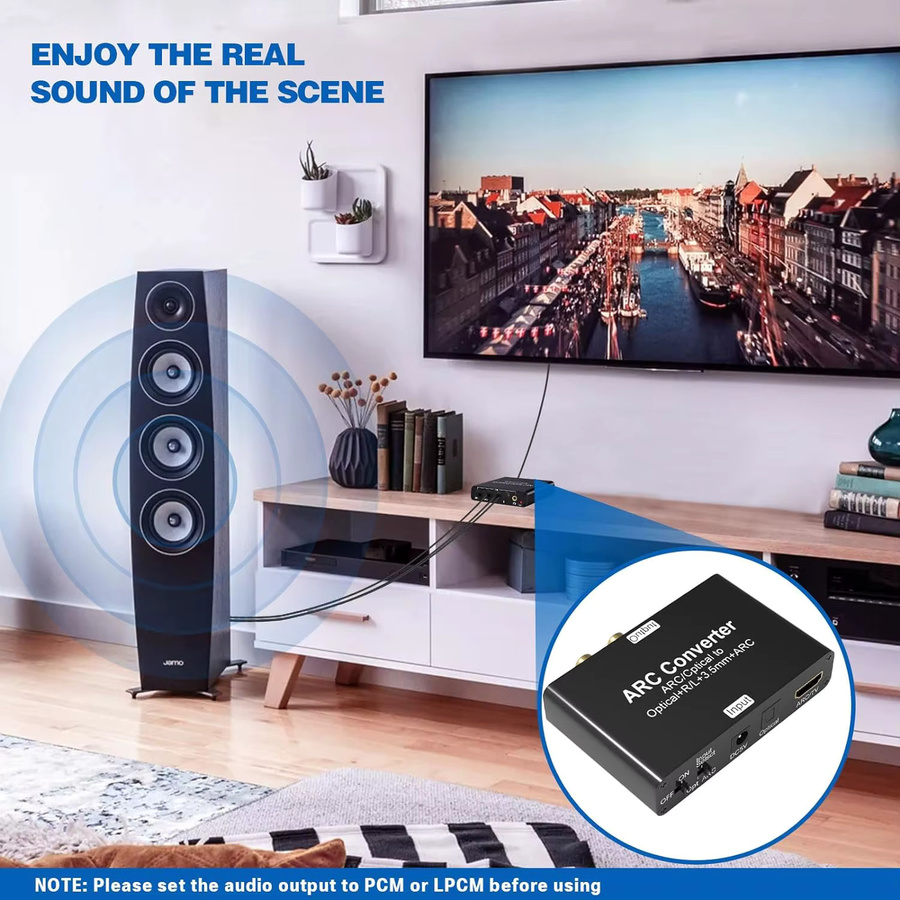 Konsenda HDMI ARC Audio Extractor DAC Konverter mit 192 kHz, Optisch und 3,5 mm Klinke, Schwarz - Bild 4