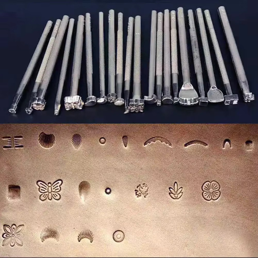 20-teiliges Metall Lederstempel Set für Sattler und DIY Lederhandwerk in Silber - Bild 4