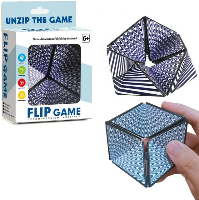 3D Unendlicher Flip-Zauberwürfel Fidget-Spielzeug, Visuelles Sensorisches Anti-Stress-Fingerspitzen-Puzzle - Bild 1