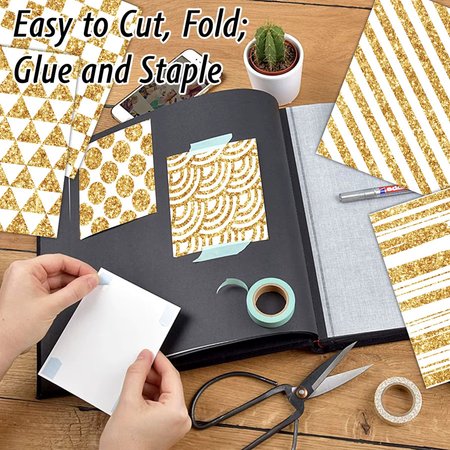 12 Blatt Eid Mubarak Scrapbook-Papier in Gold für DIY-Bastelarbeiten, Origami und Kartenherstellung - Bild 2