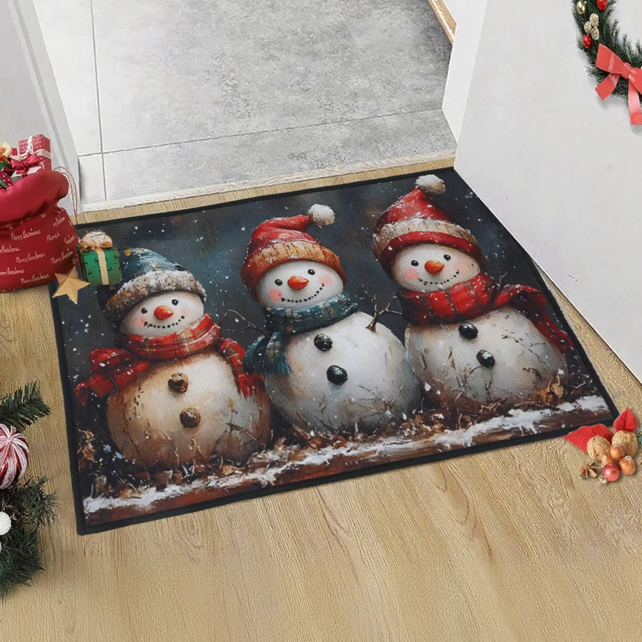 PATIMATE Weihnachtliche Schneemann Fußmatte für Outdoor und Zuhause, Wetterfest, Mehrfarbig - Bild 3