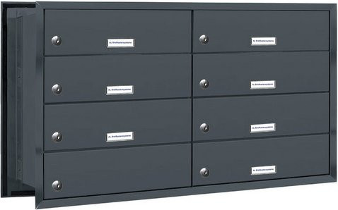 AL Briefkasten für 7 Parteien, Mauerdurchwurf, grau, B/T/H: 76,8 x 48,0 x 46,0 cm - Bild 1