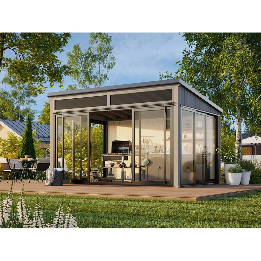 Palmako Holz-Gartenhaus Saga Slide Plus mit Pultdach in Dunkelgrau B/T/H: 420 x 297 x 210 cm - Bild 2