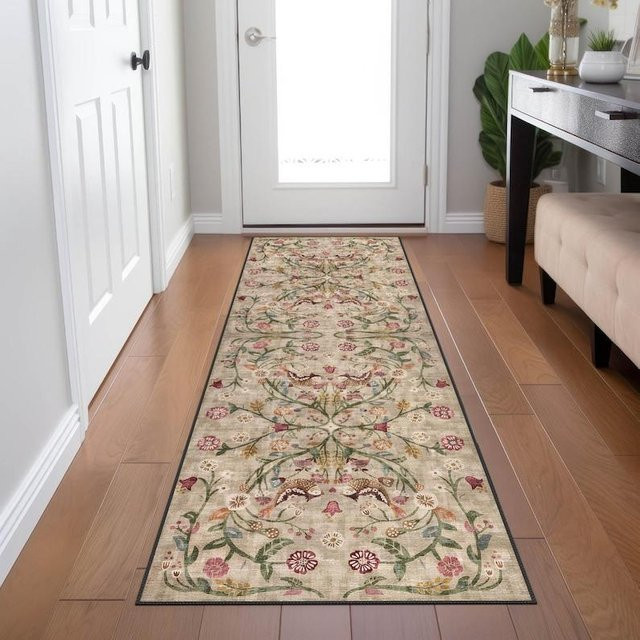 JGJG Boho Chic Türkischer Teppich mit floralem Design, Waschbar und Rutschfest, Multicolour, B/H: 60 x 90 cm - Bild 1
