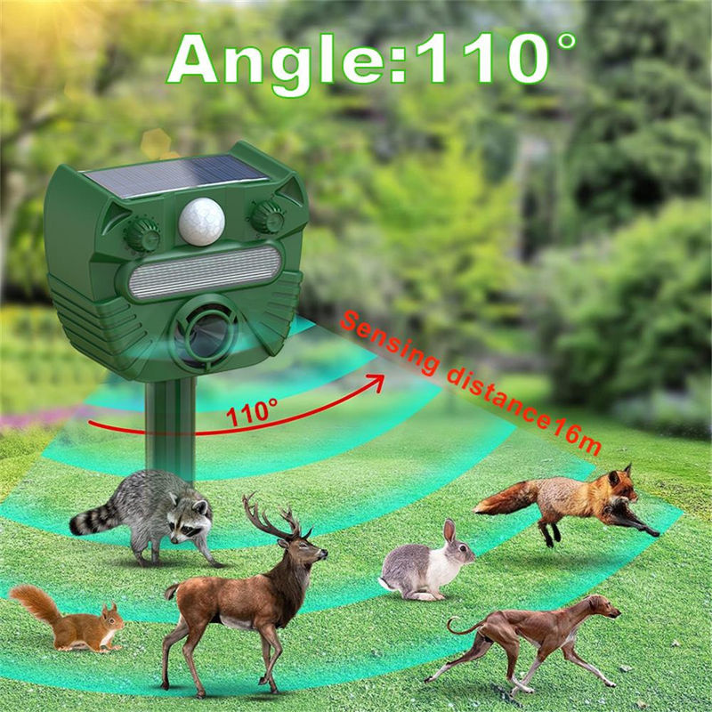 Solar Tier Repeller Ultraschall zur Abschreckung von Eichhörnchen und Rehen im Freien, wasserdicht, grün - Bild 5