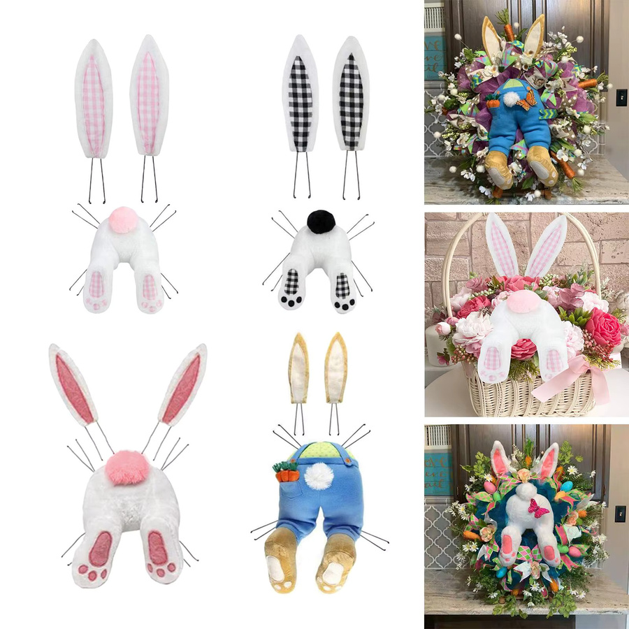 Kesoto Osterhase Wandbehang mit Kranz in Pink - Bild 2