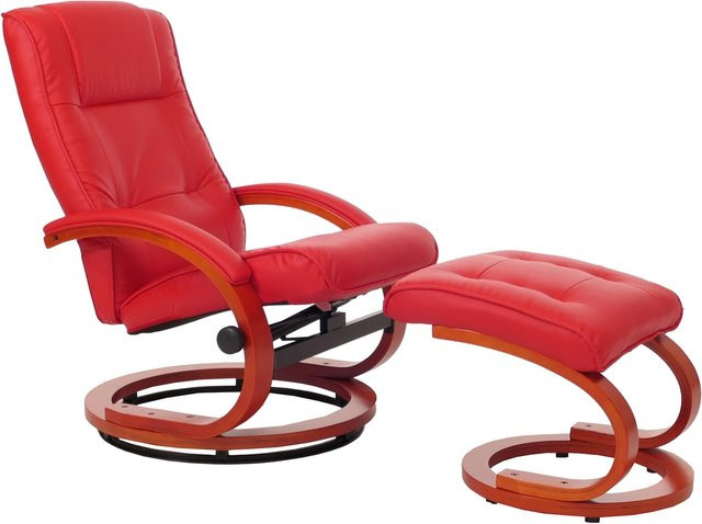 MCW Relaxsessel Aprilia aus Kunstleder mit gepolstertem Fußhocker in Rot - Bild 1