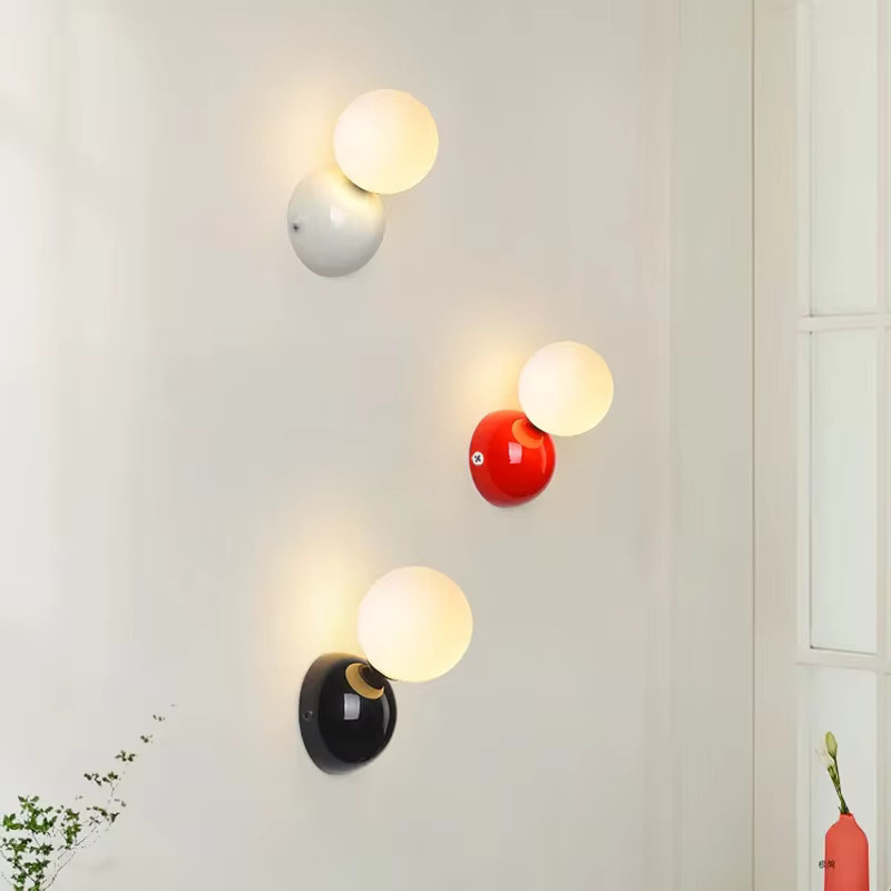 Homocean Moderne LED Wandleuchte in Weiß mit Kugelschirm aus Metall und Kunststoff für Schlafzimmer und Flur - Bild 1