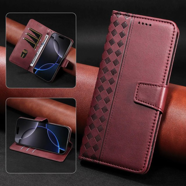 Xiaomi Flip Leder Handyhülle mit Magnetverschluss und Brieftaschenfunktion für Redmi Note 15 14 13 12 Pro Plus 5G 4G 14S 12S in Rot - Bild 1