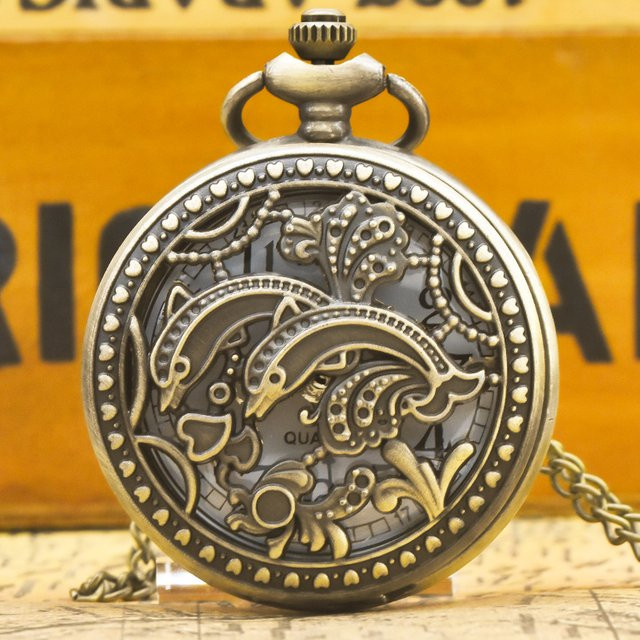 wecin Taschenuhr Halskette, Quarz, Bronze, Messing, Unisex - Bild 1