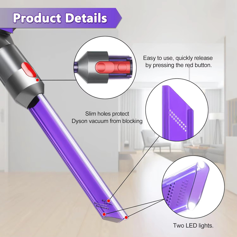 LED Fugendüse mit Licht für Dyson V7 V8 V10 V11 Staubsauger Ersatzteil in Lila - Bild 4